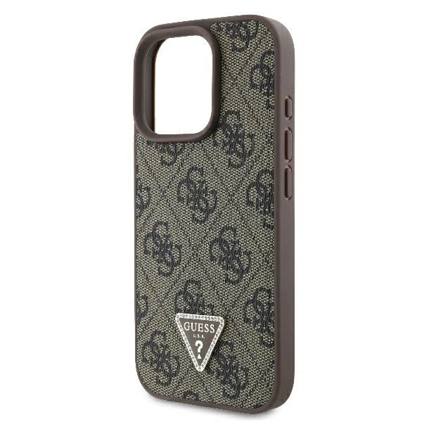 Guess læder 4G Triangle Strass MagSafe Case til iPhone 16 Pro - Brown