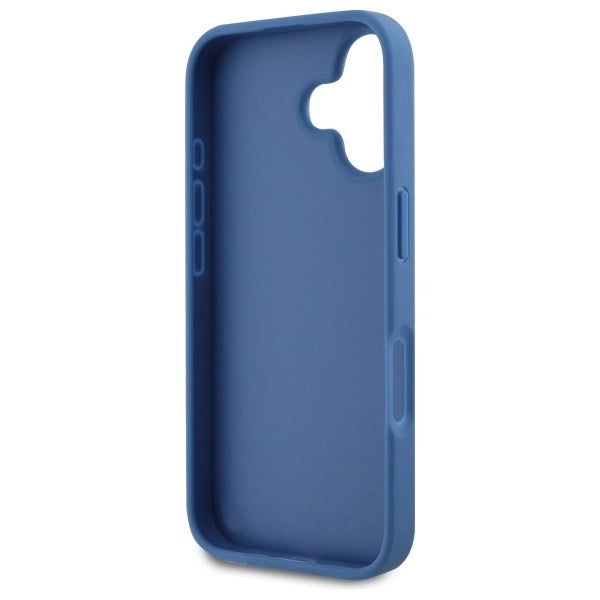Guess Hardcase Læder 4G Triangle Strass MagSafe Case til iPhone 16 - Blå
