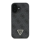 Guess læder metal logo Strass Crossbody Case til iPhone 16 - sort