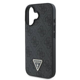Guess læder metal logo Strass Crossbody Case til iPhone 16 - sort