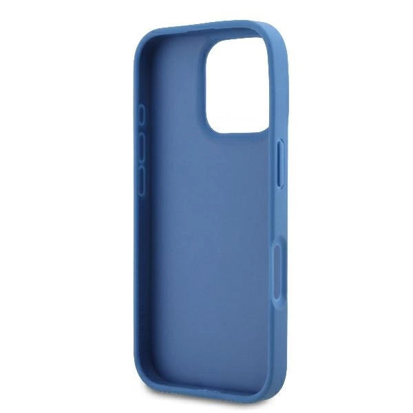 Guess læder 4G Triangle Strass MagSafe Case til iPhone 16 Pro Max - Blå