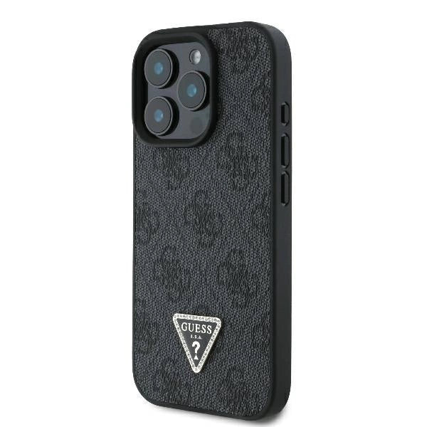 Guess læder 4G Triangle Strass MagSafe Case til iPhone 16 Pro Max - sort