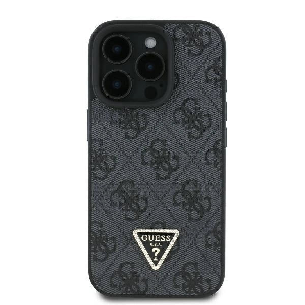 Guess læder 4G Triangle Strass MagSafe Case til iPhone 16 Pro Max - sort