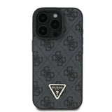 Guess læder 4G Triangle Strass MagSafe Case til iPhone 16 Pro Max - sort