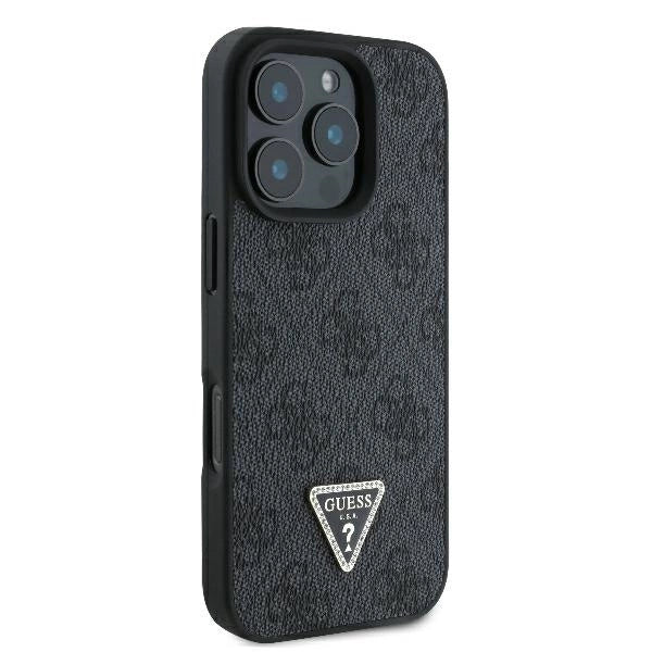 Guess læder 4G Triangle Strass MagSafe Case til iPhone 16 Pro Max - sort