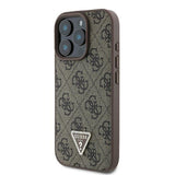 Guess læder 4G Triangle Strass MagSafe Case til iPhone 16 Pro Max - Brown