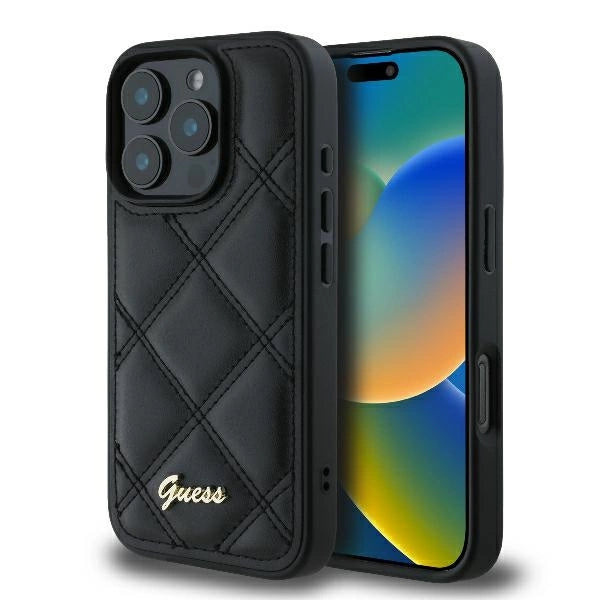 Guess Quilted Metal Logo iPhone 16 Pro Max Case - sort