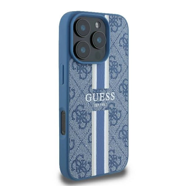 Guess 4G Printed Stripes MagSafe case til iPhone 16 Pro - blå