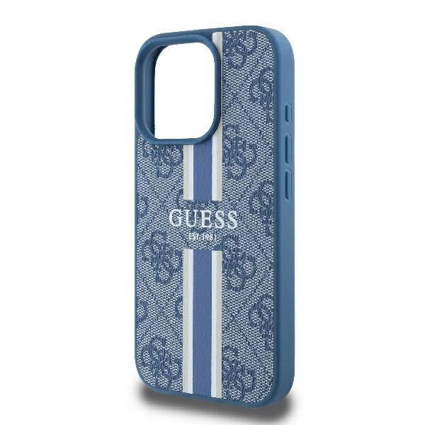 Guess 4G Printed Stripes MagSafe case til iPhone 16 Pro - blå