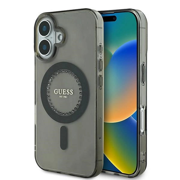 Guess IML Rhinestones MagSafe iPhone 16 Plus Case - sort