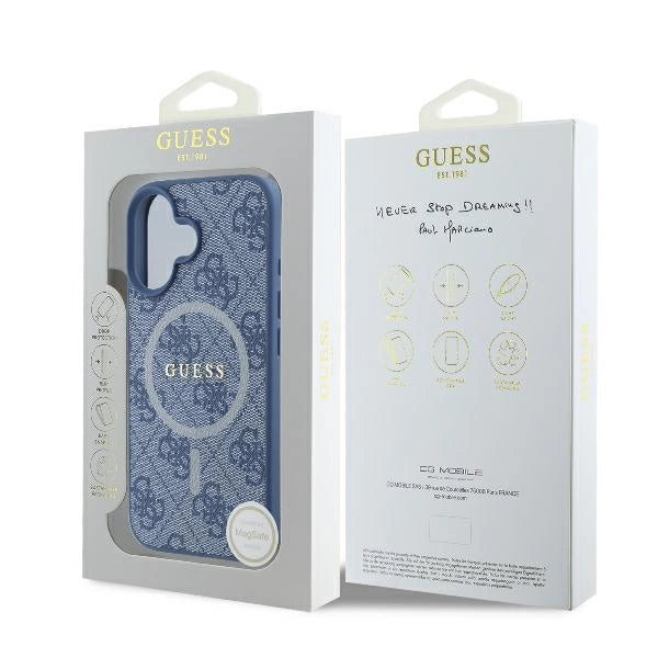 Guess 4G Ring Classic Logo MagSafe-hylster til iPhone 16 - blå