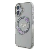 Guess IML Flowers Wreath MagSafe-hylster til iPhone 16 - sort