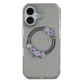 Guess IML Flowers Wreath MagSafe-hylster til iPhone 16 - sort
