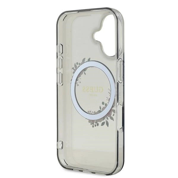 Guess IML Flowers Wreath MagSafe-hylster til iPhone 16 - sort