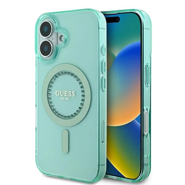 Gæt IML Rhinestones MagSafe iPhone 16 Case - Grøn