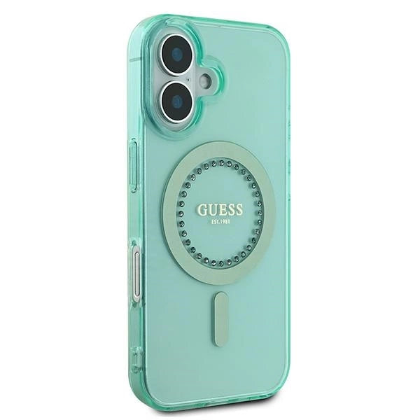 Gæt IML Rhinestones MagSafe iPhone 16 Case - Grøn