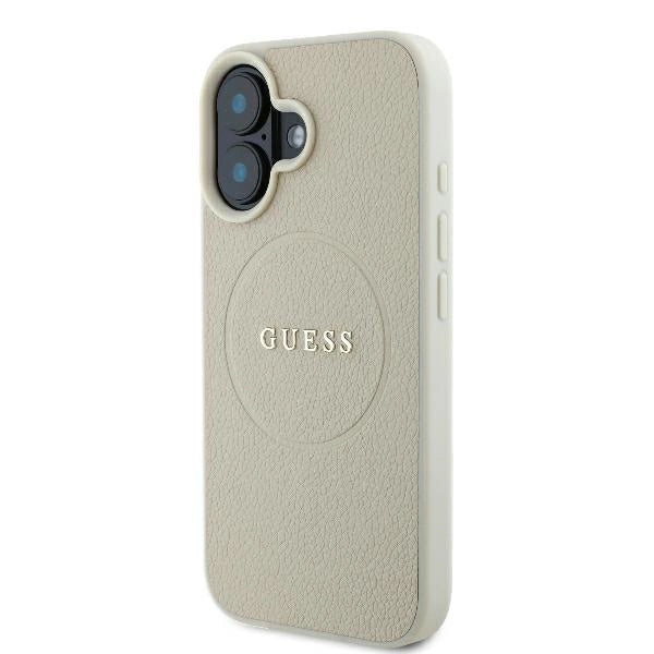Guess Grained Ring MagSafe-hylster til iPhone 16 - beige