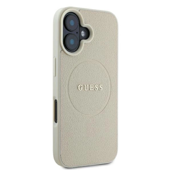 Guess Grained Ring MagSafe-hylster til iPhone 16 - beige