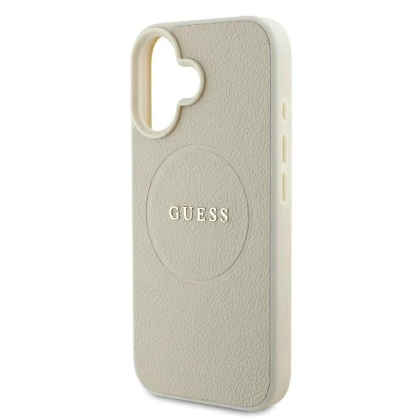 Guess Grained Ring MagSafe-hylster til iPhone 16 - beige