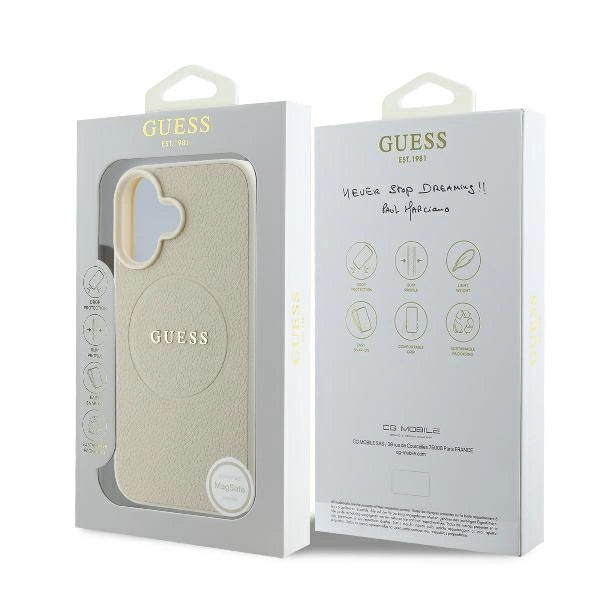 Guess Grained Ring MagSafe-hylster til iPhone 16 - beige