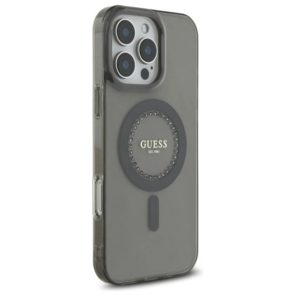 Guess IML Rhinestones MagSafe Case til iPhone 16 Pro Max - sort