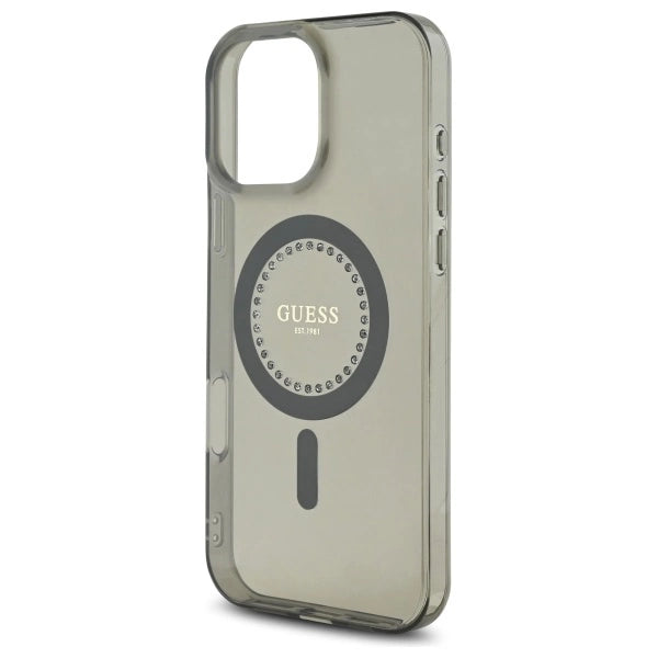 Guess IML Rhinestones MagSafe Case til iPhone 16 Pro Max - sort