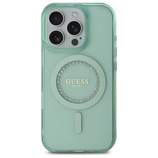 Gæt IML Rhinestones MagSafe iPhone 16 Pro Max Case - Grøn