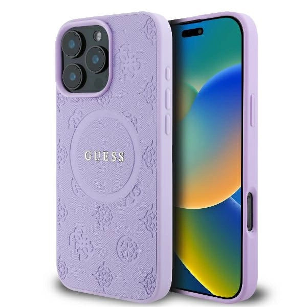 Gæt Saffiano Peony Classic Logo MagSafe iPhone 16 Pro Max Case - lilla
