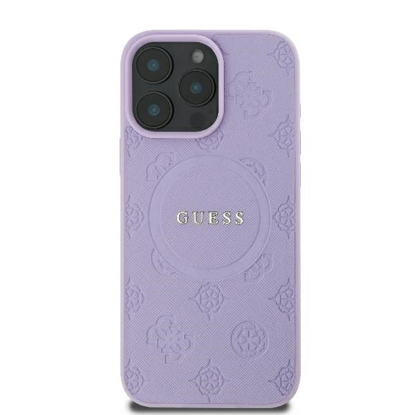 Gæt Saffiano Peony Classic Logo MagSafe iPhone 16 Pro Max Case - lilla
