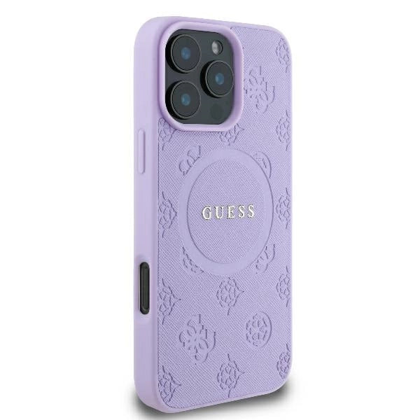 Gæt Saffiano Peony Classic Logo MagSafe iPhone 16 Pro Max Case - lilla