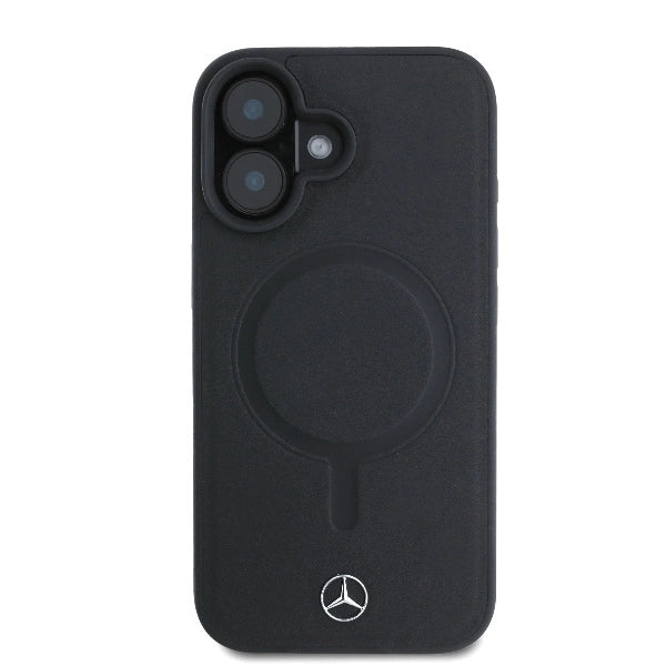 Mercedes Plain Smooth Leather MagSafe iPhone 16 Case - sort