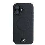 Mercedes Plain Smooth Leather MagSafe iPhone 16 Case - sort