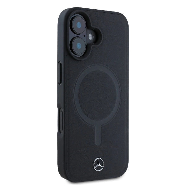 Mercedes Plain Smooth Leather MagSafe iPhone 16 Case - sort