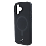 Mercedes Plain Smooth Leather MagSafe iPhone 16 Case - sort