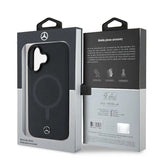 Mercedes Plain Smooth Leather MagSafe iPhone 16 Case - sort