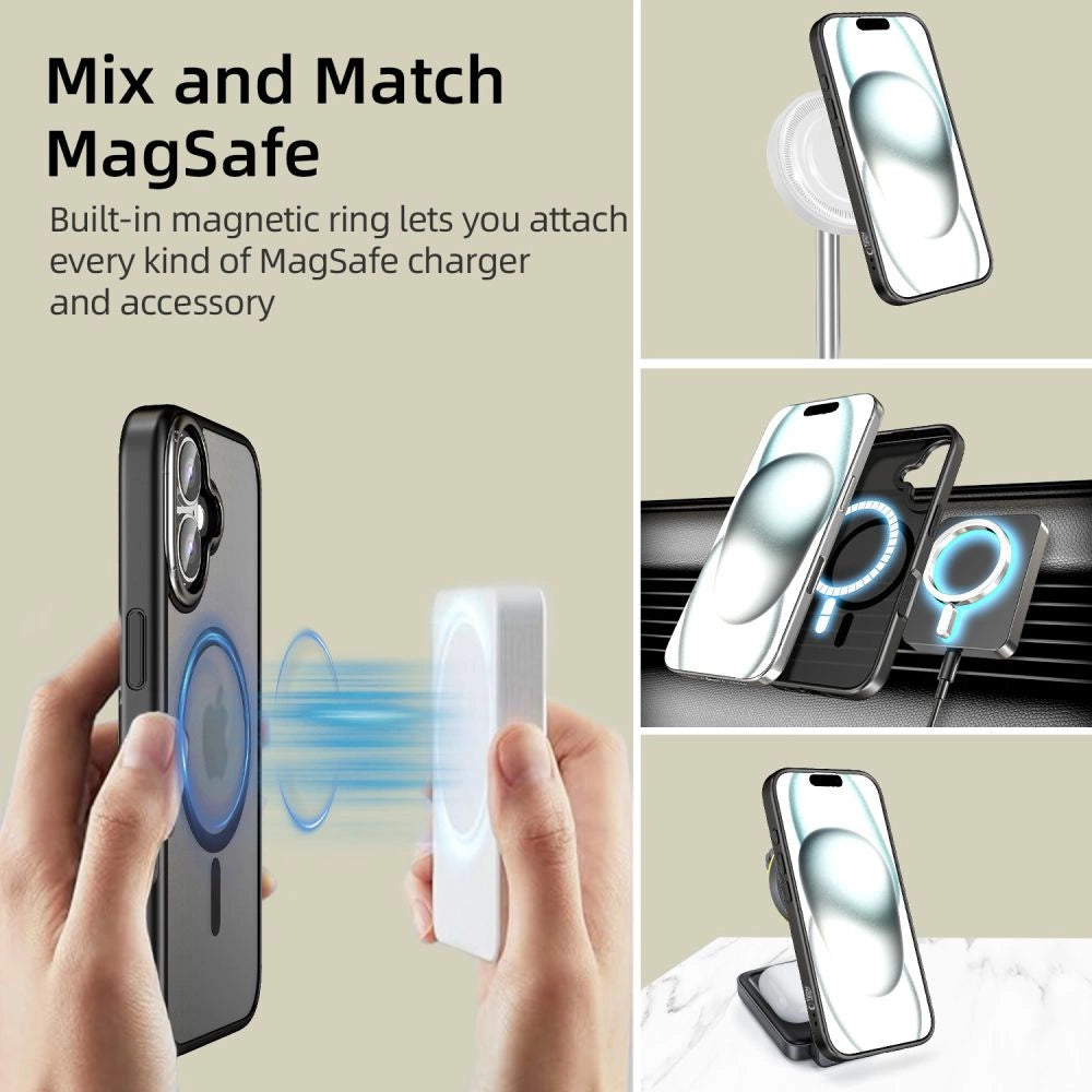 Tech-Protect MagEdge MagSafe iPhone 16 Case - Halvt gennemsigtigt