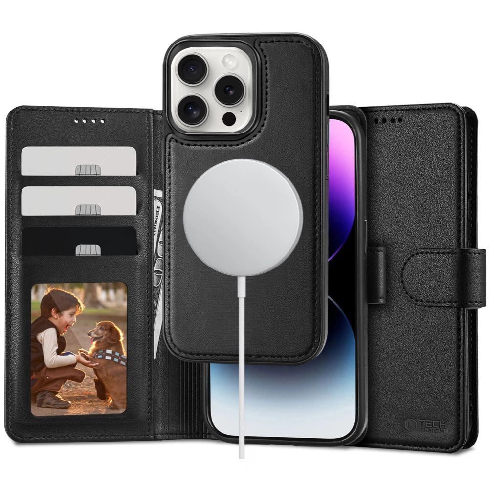 Tech-Protect Wallet MagSafe-kasse med tegnebog til iPhone 16 Pro - sort