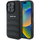 AMG læder Debossed Lines sort logo iPhone 16 Pro Max Case - sort