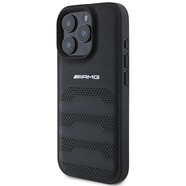 AMG læder Debossed Lines sort logo iPhone 16 Pro Max Case - sort