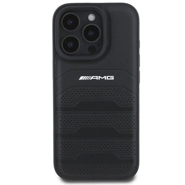 AMG læder Debossed Lines sort logo iPhone 16 Pro Max Case - sort