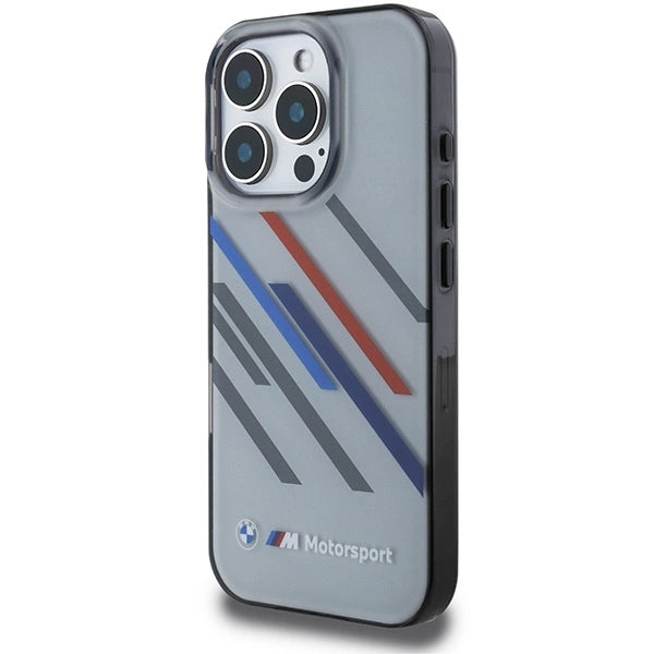 BMW Motosport IML Random Stripes iPhone 16 Pro Case - Grå