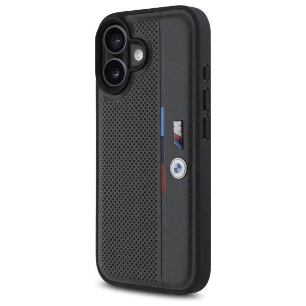 BMW M perforeret Tricolor Detail Line iPhone 16 Case - mørk grå