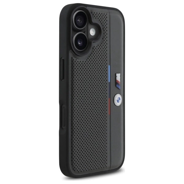 BMW M perforeret Tricolor Detail Line iPhone 16 Case - mørk grå