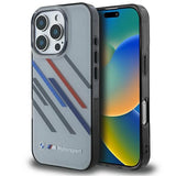 BMW Motosport IML Random Stripes iPhone 16 Pro Max Case - Grå