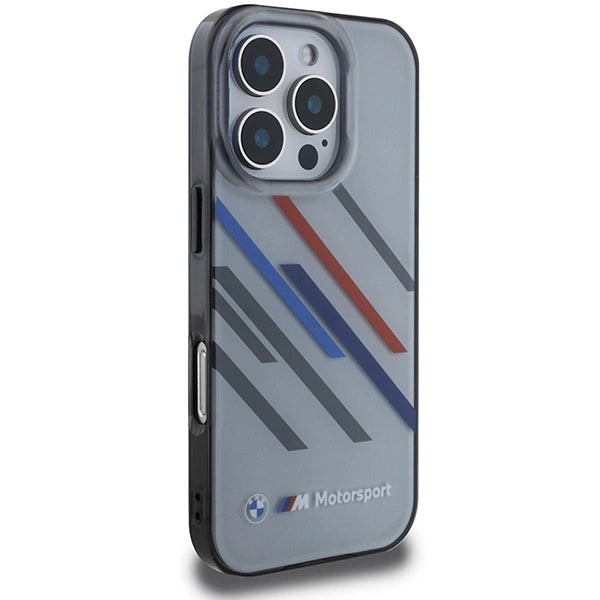 BMW Motosport IML Random Stripes iPhone 16 Pro Max Case - Grå