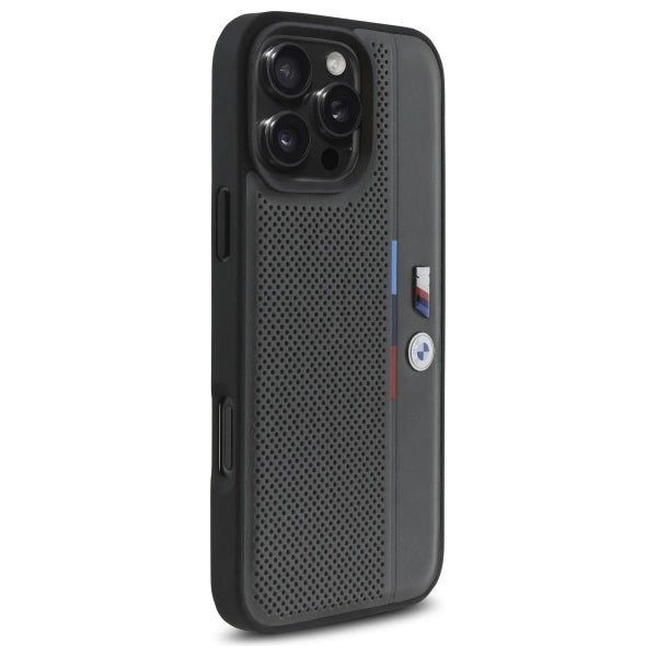 BMW M Perforeret Tricolor Detail Line iPhone 16 Pro Max Case - mørk grå