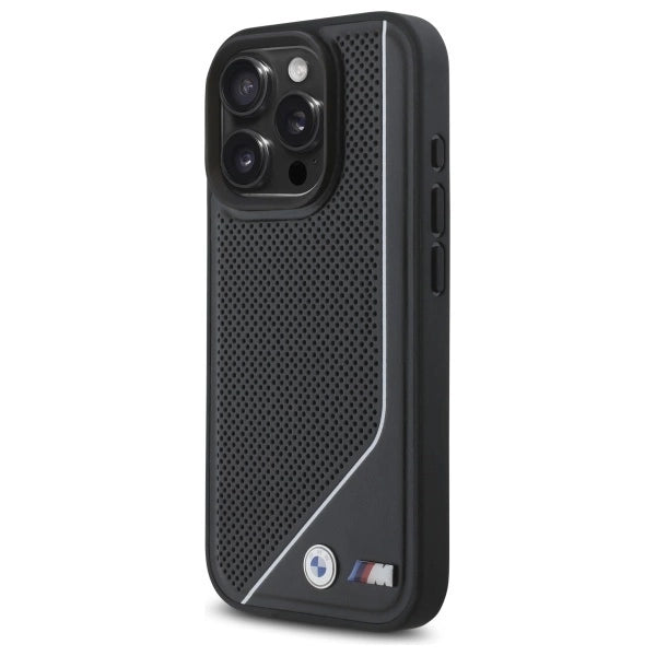 BMW M Perforeret Twisted Line MagSafe-hylster til iPhone 16 Pro - sort