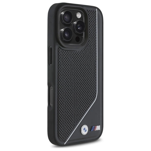BMW M Perforeret Twisted Line MagSafe-hylster til iPhone 16 Pro - sort
