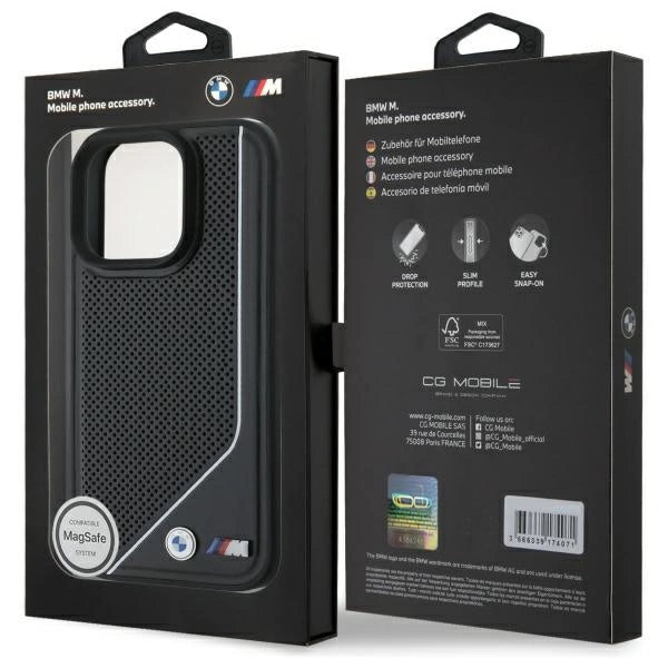 BMW M Perforeret Twisted Line MagSafe-hylster til iPhone 16 Pro - sort