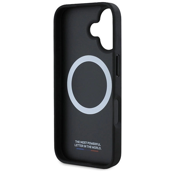 BMW M Perforeret Tricolor Line MagSafe iPhone 16 Case - Grå